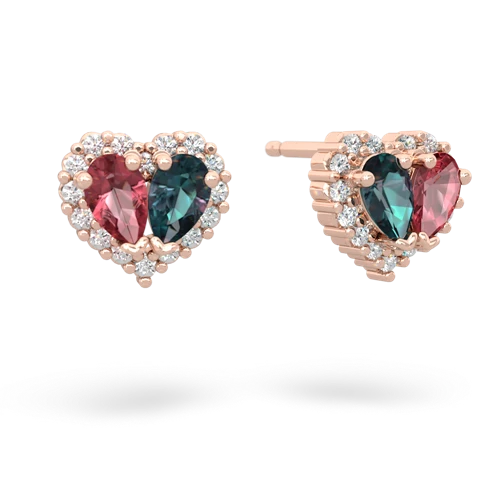 tourmaline-alexandrite halo-heart earrings