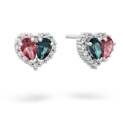 tourmaline-alexandrite halo-heart earrings