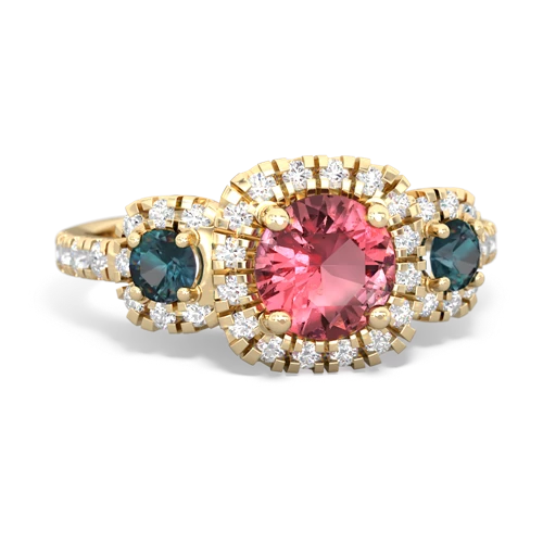 tourmaline-alexandrite three stone regal ring