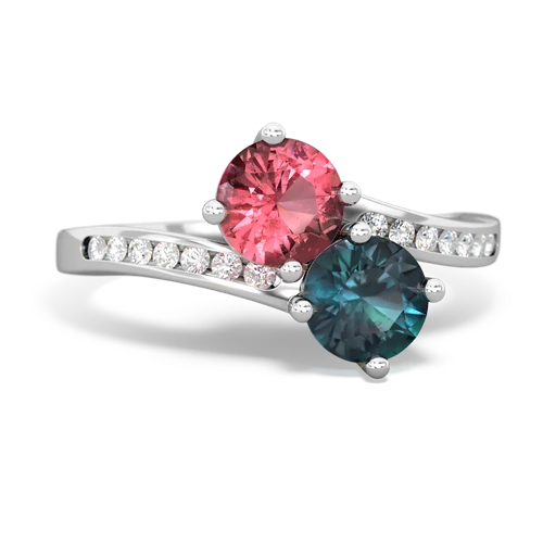 tourmaline-alexandrite two stone channel ring