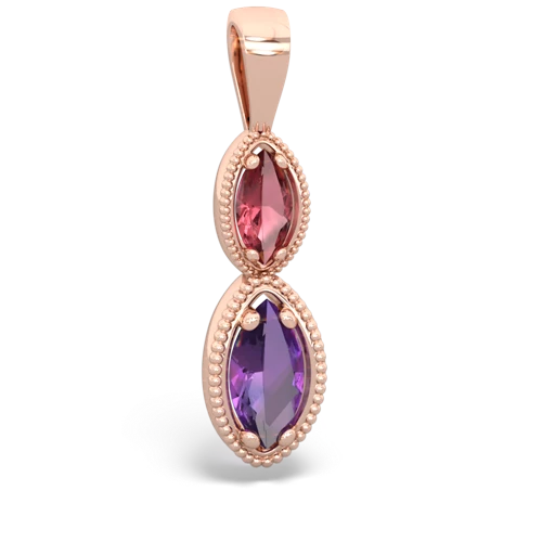 tourmaline-amethyst antique milgrain pendant