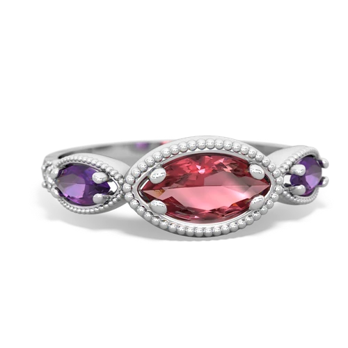 tourmaline-amethyst milgrain marquise ring