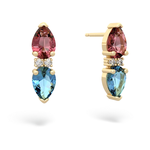 tourmaline-blue topaz bowtie earrings