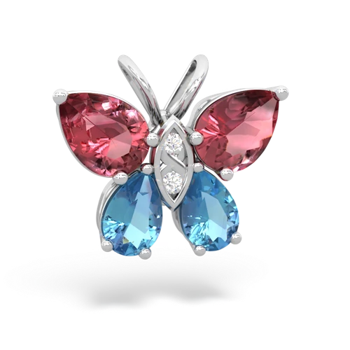 tourmaline-blue topaz butterfly pendant