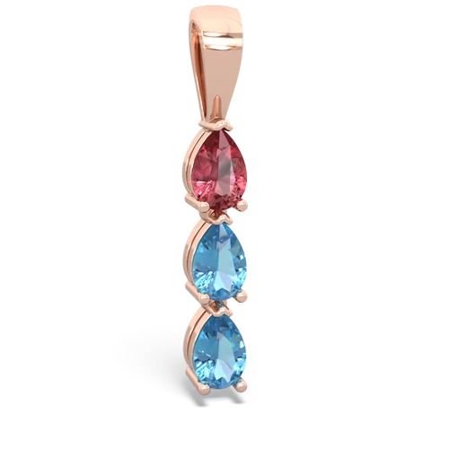 tourmaline-blue topaz three stone pendant