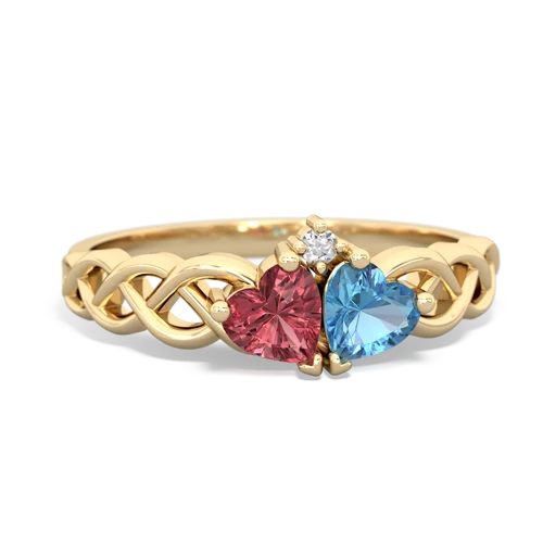 tourmaline-blue topaz celtic braid ring