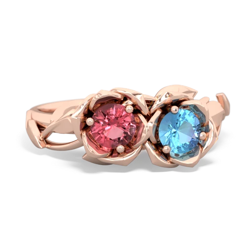 tourmaline-blue topaz roses ring