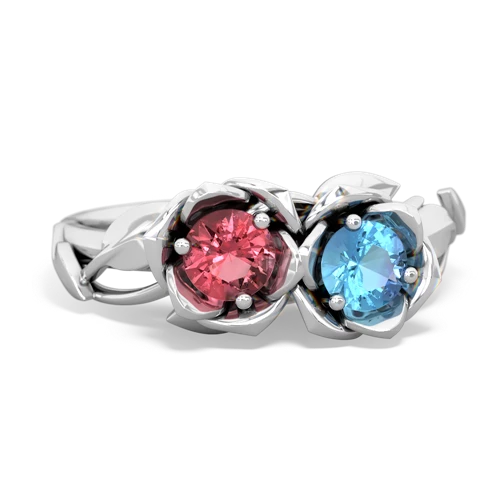 tourmaline-blue topaz roses ring