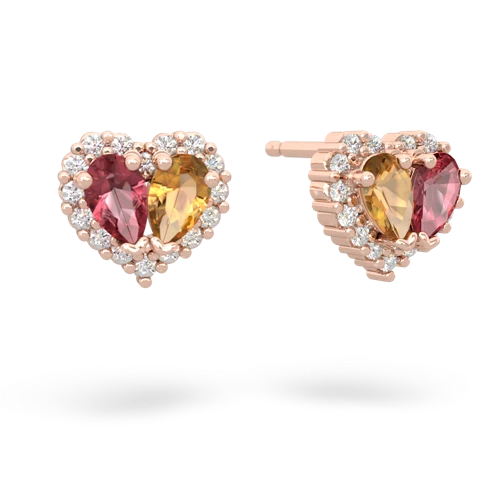 tourmaline-citrine halo-heart earrings