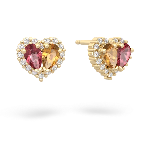 tourmaline-citrine halo-heart earrings