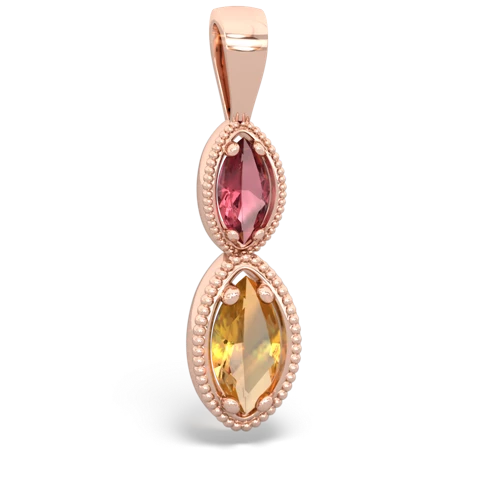 tourmaline-citrine antique milgrain pendant