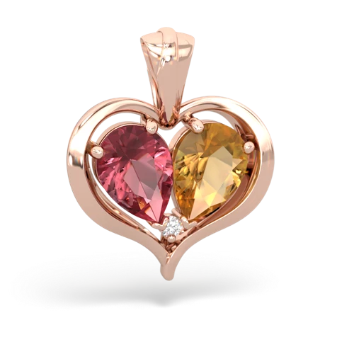 tourmaline-citrine half heart whole pendant