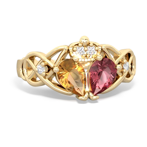 tourmaline-citrine claddagh ring