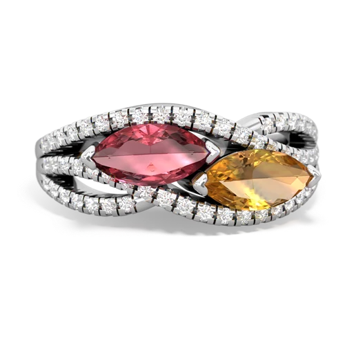 tourmaline-citrine double heart ring