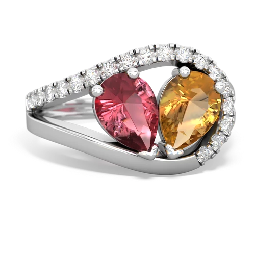 tourmaline-citrine pave heart ring