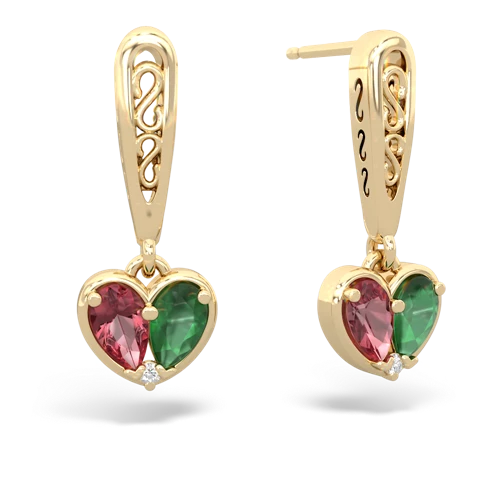 tourmaline-emerald filligree earrings