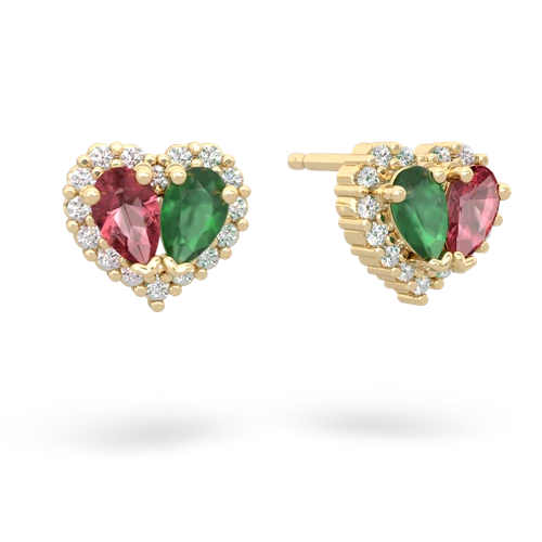 tourmaline-emerald halo-heart earrings