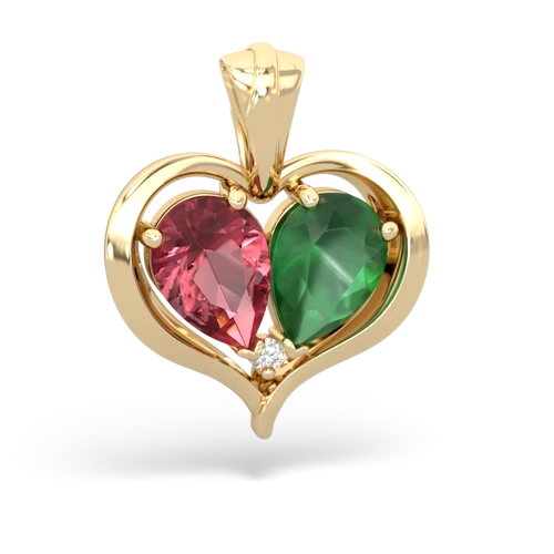 tourmaline-emerald half heart whole pendant