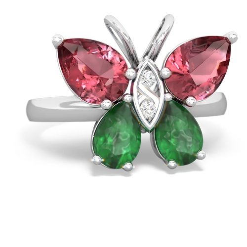 tourmaline-emerald butterfly ring