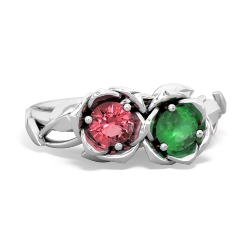 tourmaline-emerald roses ring