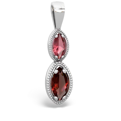 tourmaline-garnet antique milgrain pendant