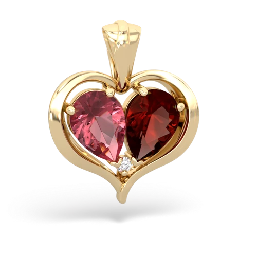 tourmaline-garnet half heart whole pendant