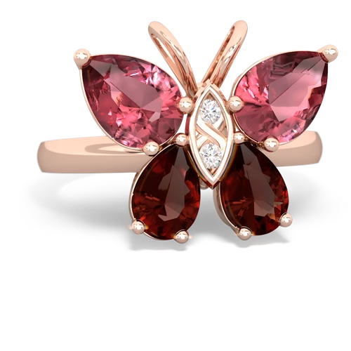 tourmaline-garnet butterfly ring