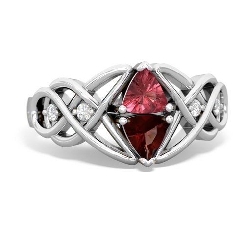 tourmaline-garnet celtic knot ring