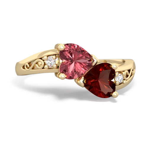 tourmaline-garnet filligree ring