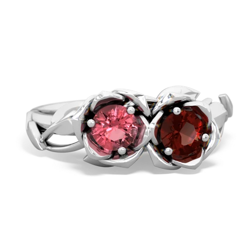 tourmaline-garnet roses ring