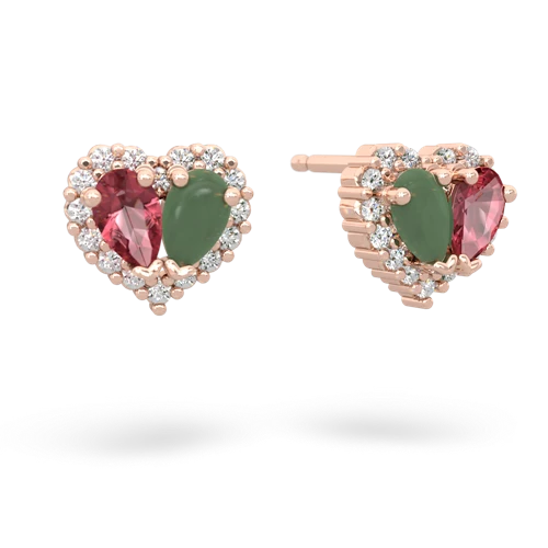 tourmaline-jade halo-heart earrings