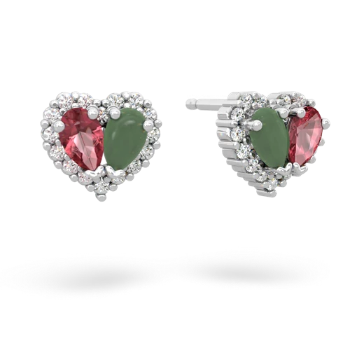 tourmaline-jade halo-heart earrings
