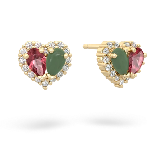 tourmaline-jade halo-heart earrings