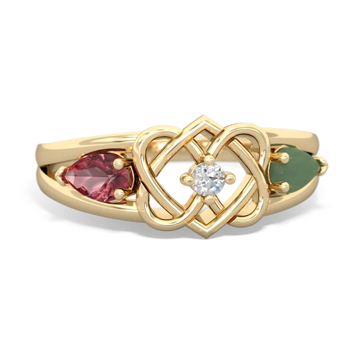 tourmaline-jade double heart ring