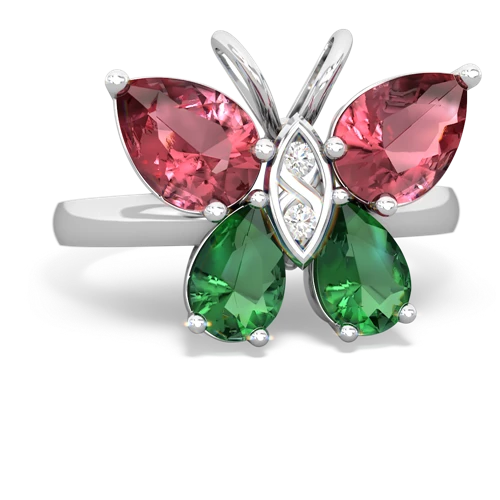 tourmaline-lab emerald butterfly ring