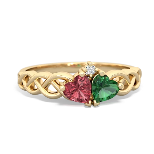 tourmaline-lab emerald celtic braid ring