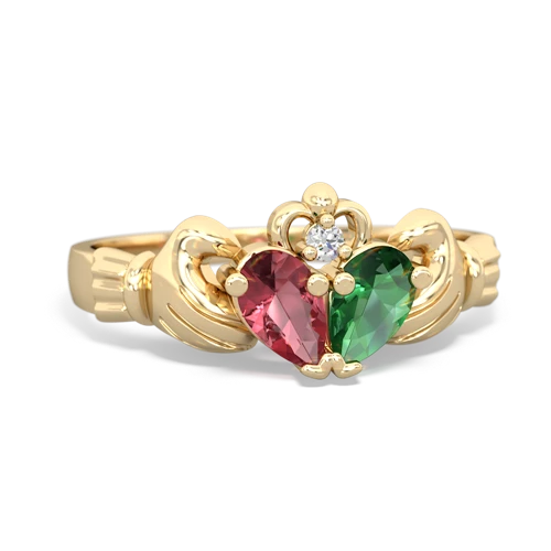 tourmaline-lab emerald claddagh ring