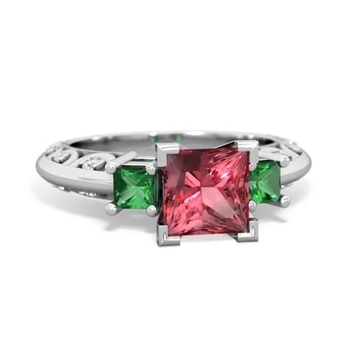 tourmaline-lab emerald engagement ring