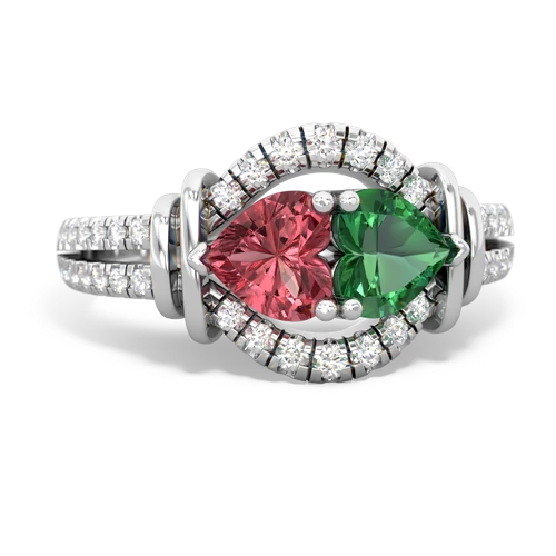 tourmaline-lab emerald pave keepsake ring