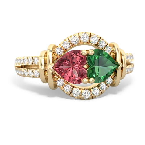 tourmaline-lab emerald pave keepsake ring