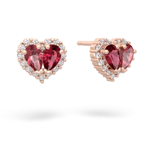 tourmaline-lab ruby halo-heart earrings