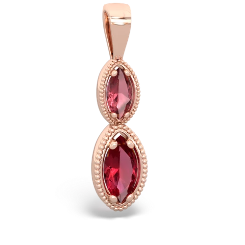 tourmaline-lab ruby antique milgrain pendant