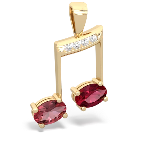 tourmaline-lab ruby music notes pendant