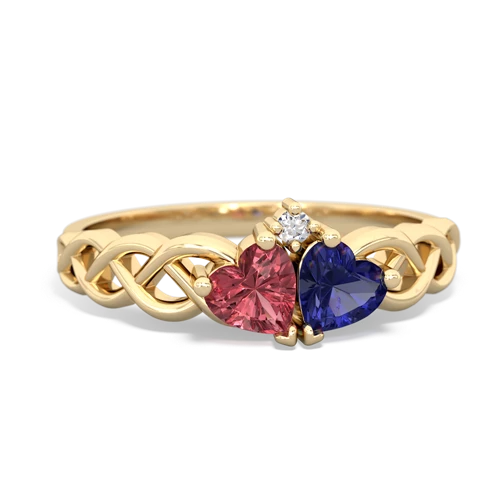 tourmaline-lab sapphire celtic braid ring