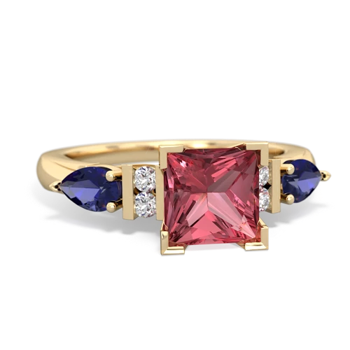 tourmaline-lab sapphire engagement ring