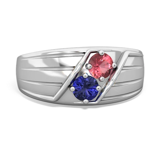 tourmaline-lab sapphire mens ring