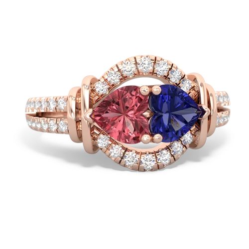 tourmaline-lab sapphire pave keepsake ring