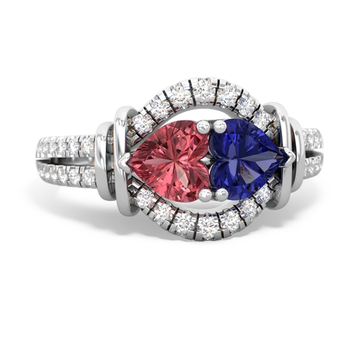 tourmaline-lab sapphire pave keepsake ring