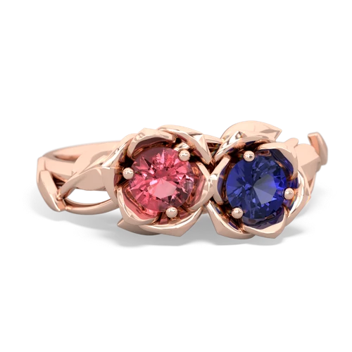 tourmaline-lab sapphire roses ring