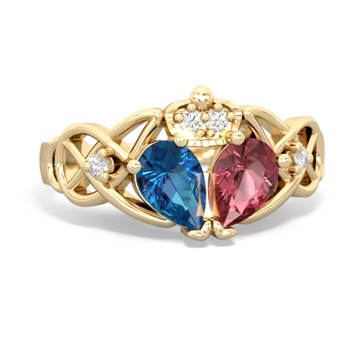 tourmaline-london topaz claddagh ring